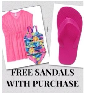 💜Wonder Nation 2PC Swimsuit Set FREE SANDALS